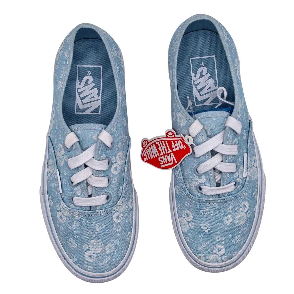 NWT Vans Authentic Platform Sneakers Womens 5 Blue Floral Canvas Low Top Shoes